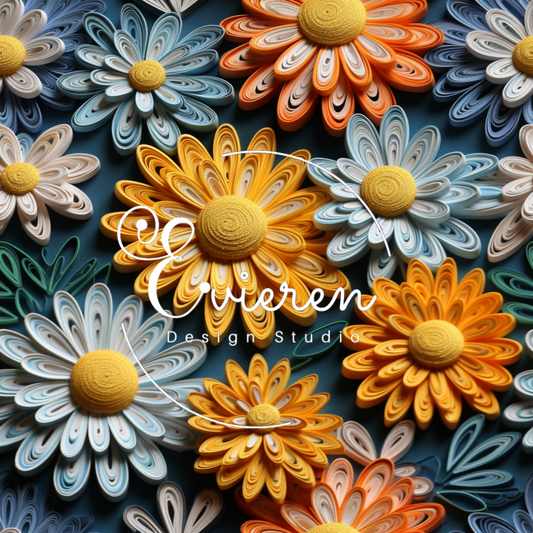 Orange embroidered Daisy