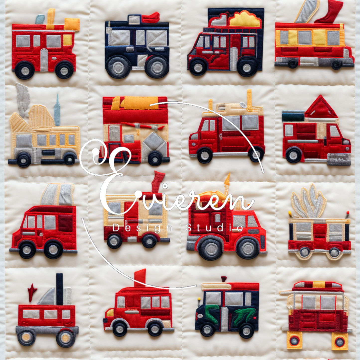 Embroidered Firetrucks