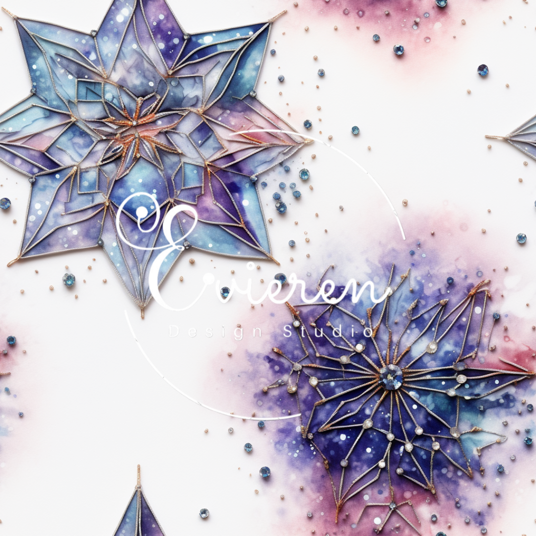 Galaxy Gem covered Snowflake seamless pattern