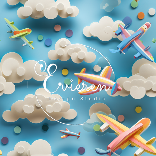 3D pastel rainbow airplanes