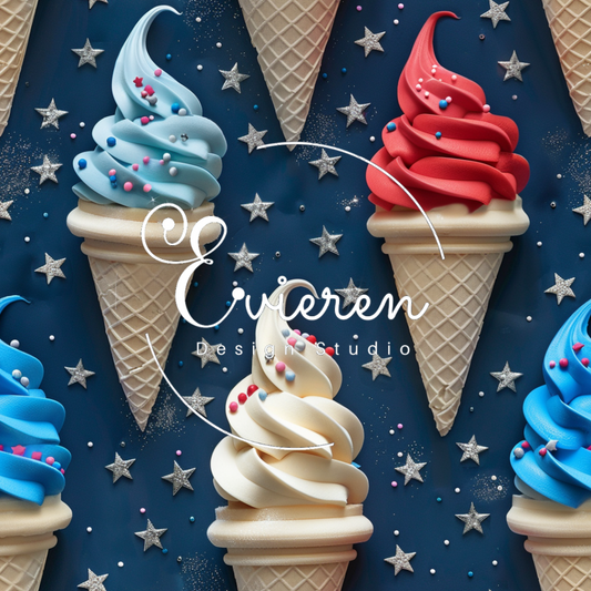 Patriotic ice cream with sliver sprinkles