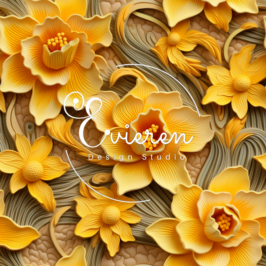 Deep Yellow,Tan background flowers