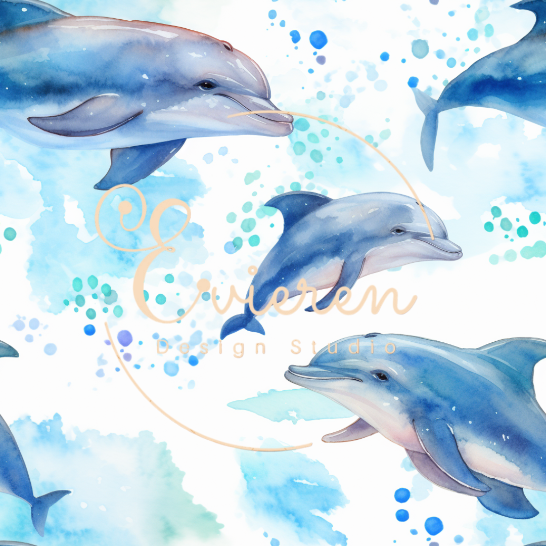 Watercolor Dolphins Seamless