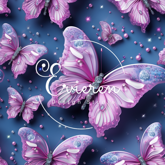 Galaxy pink & purple butterflies seamless