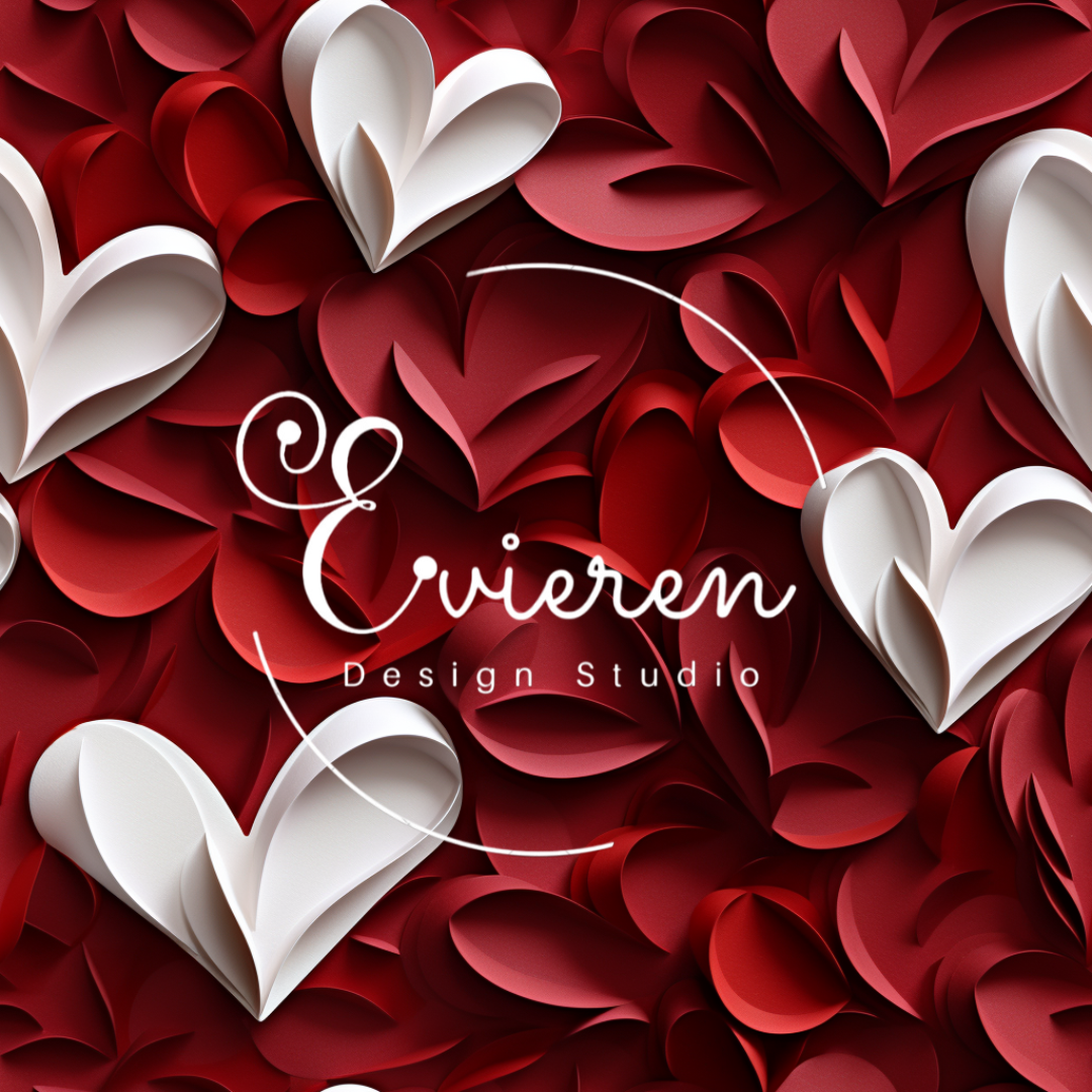 Red and white Paper hearts Seamless file #2