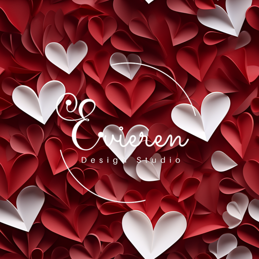 Red and white Paper hearts Seamless file #3