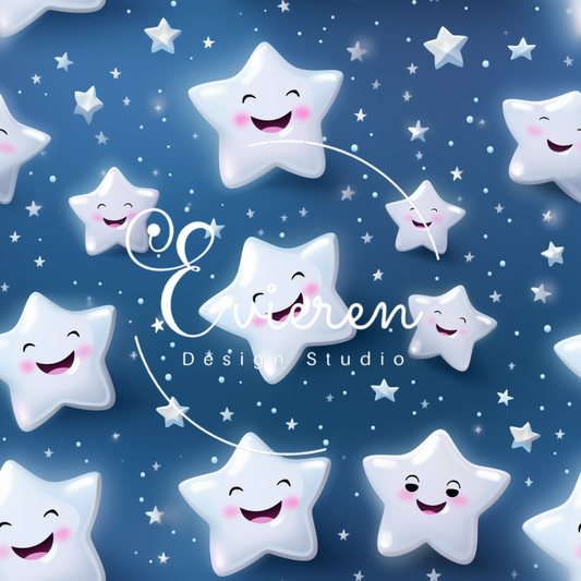 Smiling stars in night sky seamless