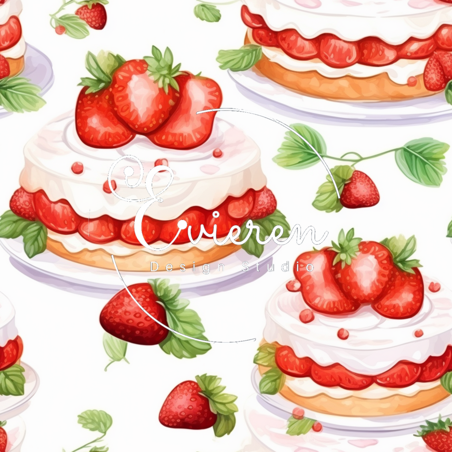 Watercolor strawberry cake