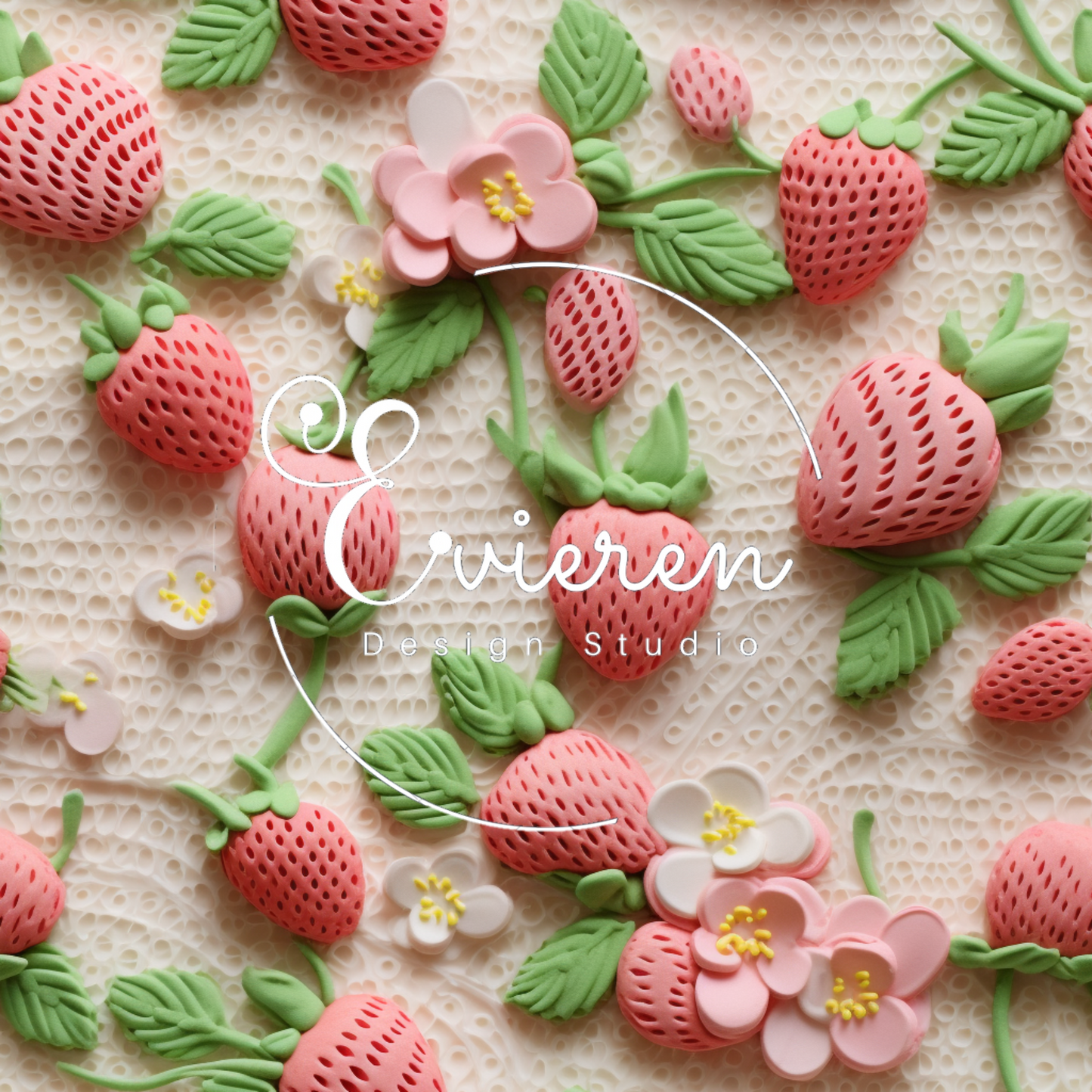 3D embroidered strawberries