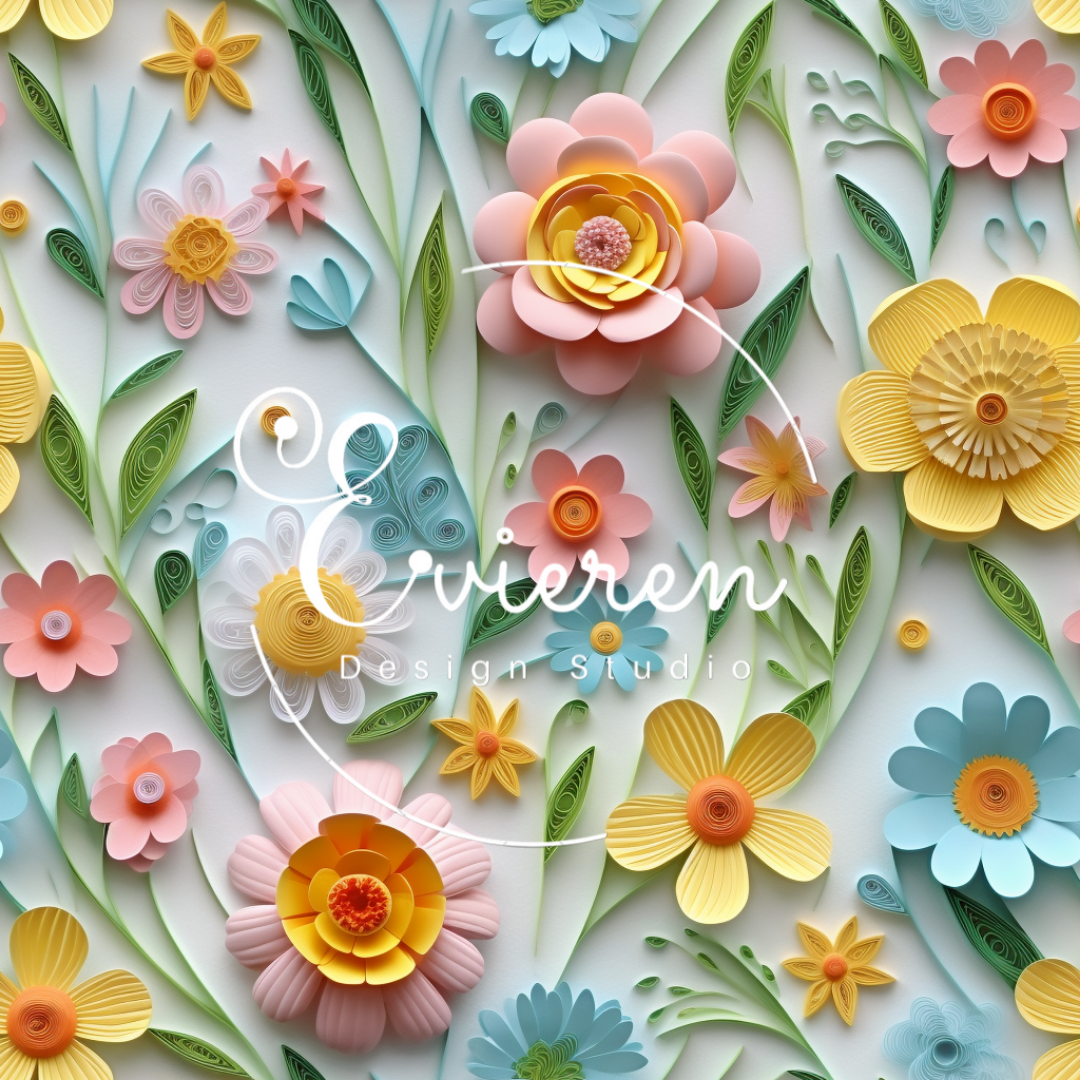 Easter Spring Paper Flower Floral Seamless