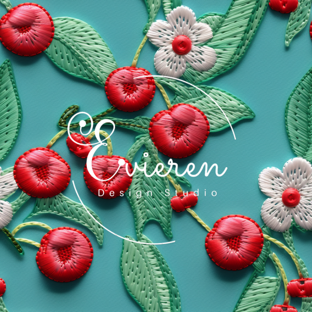 Cherries floral seamless