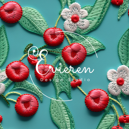 Cherries floral seamless