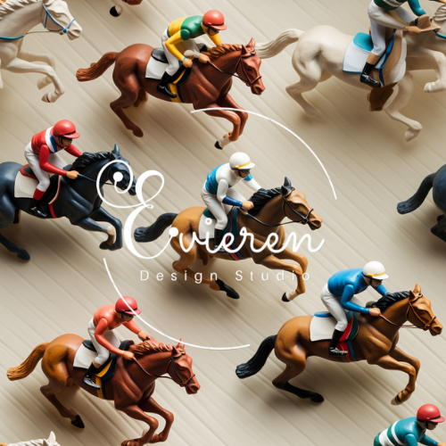 3D Brown Race Horses Neutral