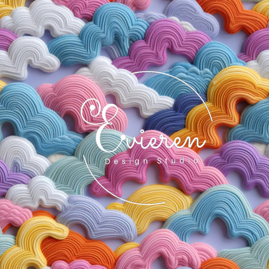 Curvy Rainbow Clouds Seamless