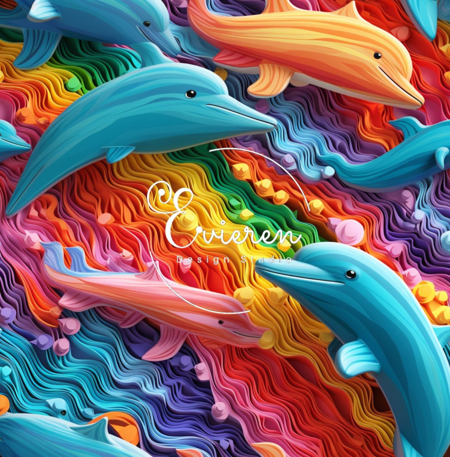 Rainbow Dolphins Seamless #2