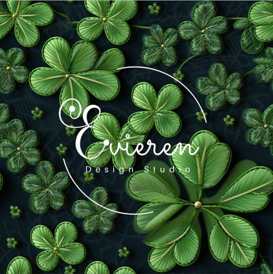 Embroidered Green flower clover seamless Patterns file