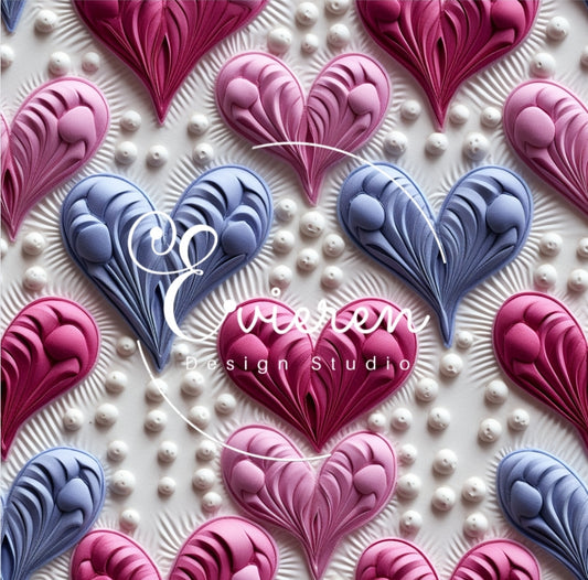 Embroidered hearts Seamless file