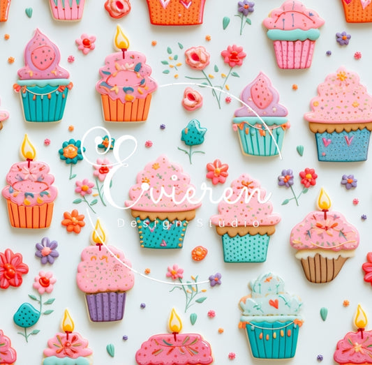 Birthday cupcakes seamless file