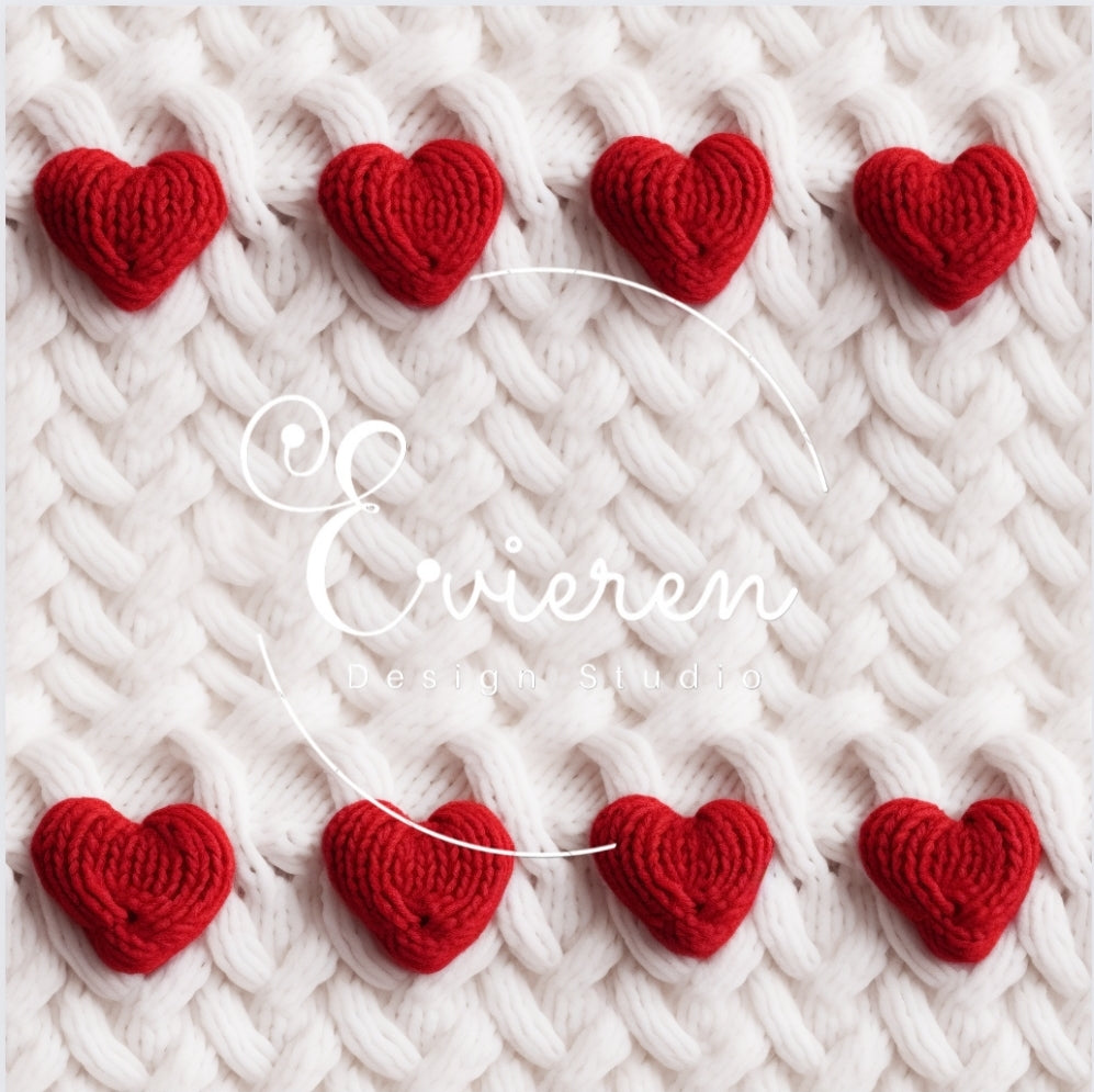 Valentines red heart knitted 3D seamless