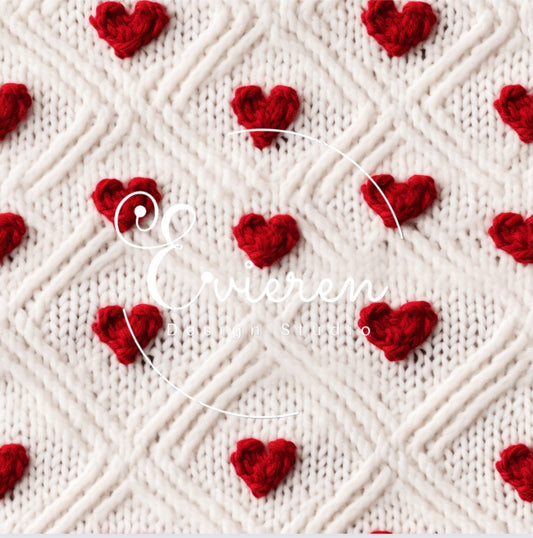 White knit red hearts Seamless file #2