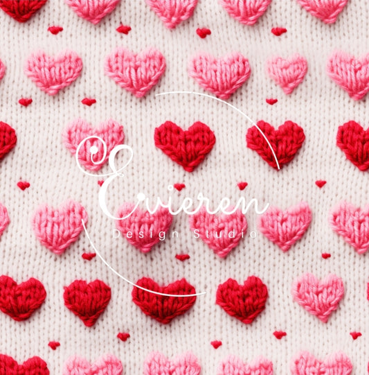 White knit pink & red hearts Seamless file