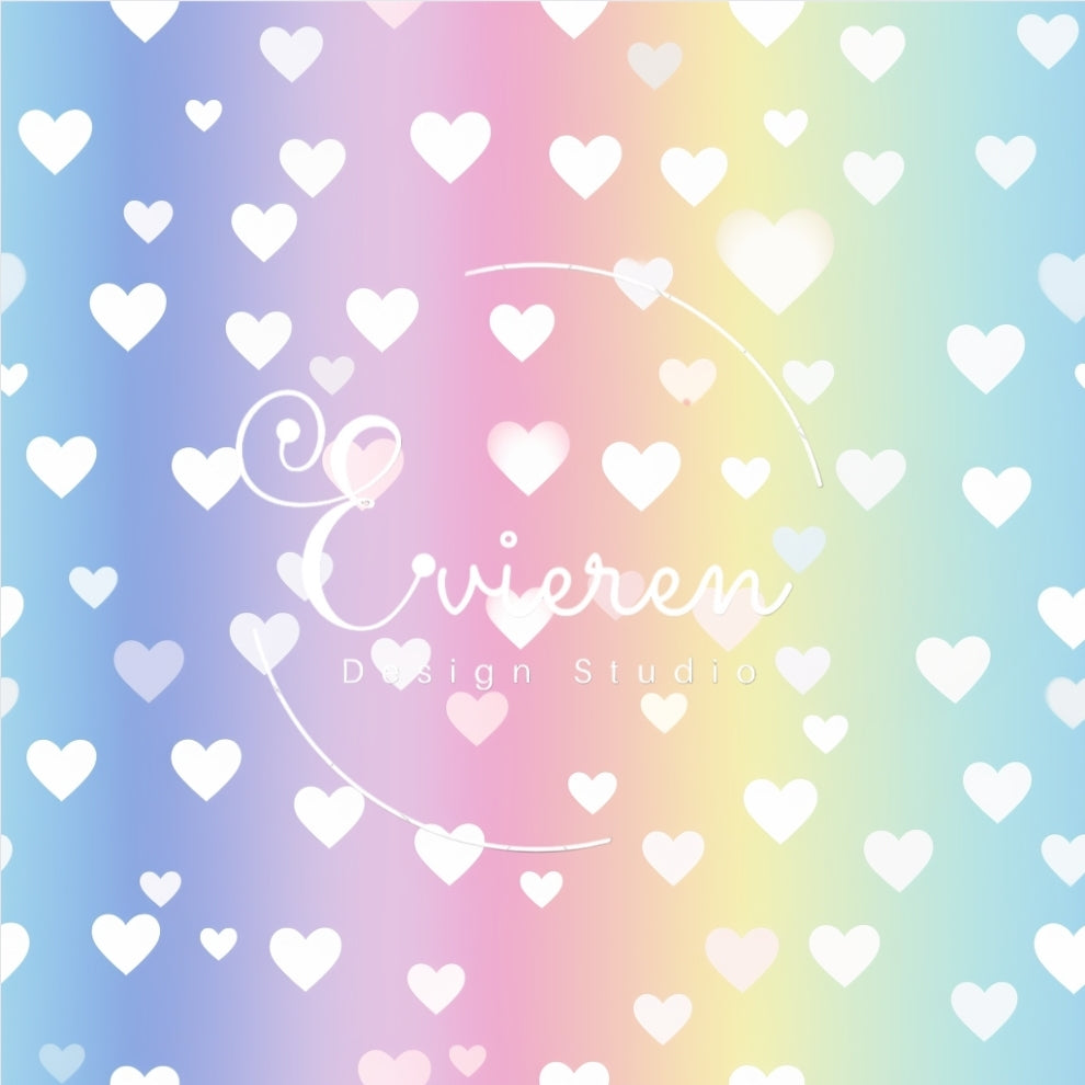 Vertical pastel rainbow with mini hearts seamless