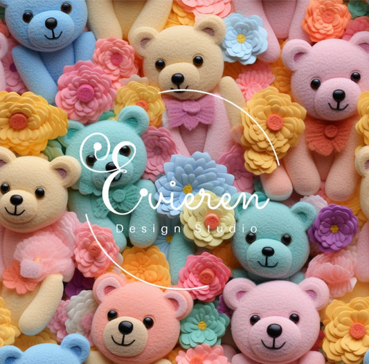 Colorful Spring Bears seamless