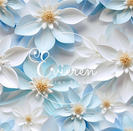 White & Petal Blue Flowers Seamless