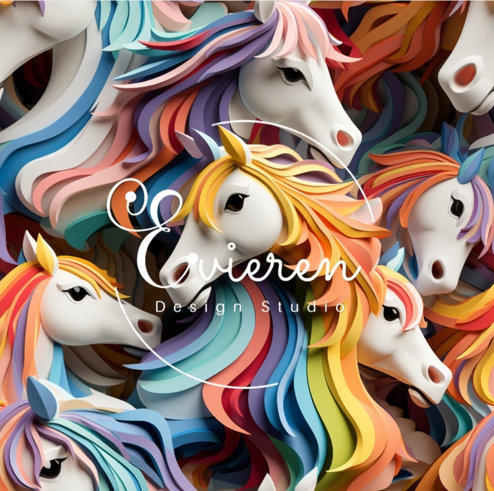 Fantasy Rainbow Horses Seamless