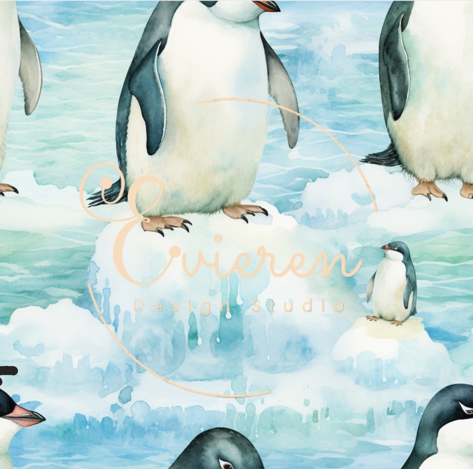 watercolor penguins seamless