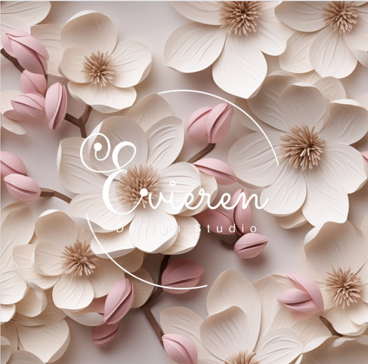 3D Magnolia Florals Neutral