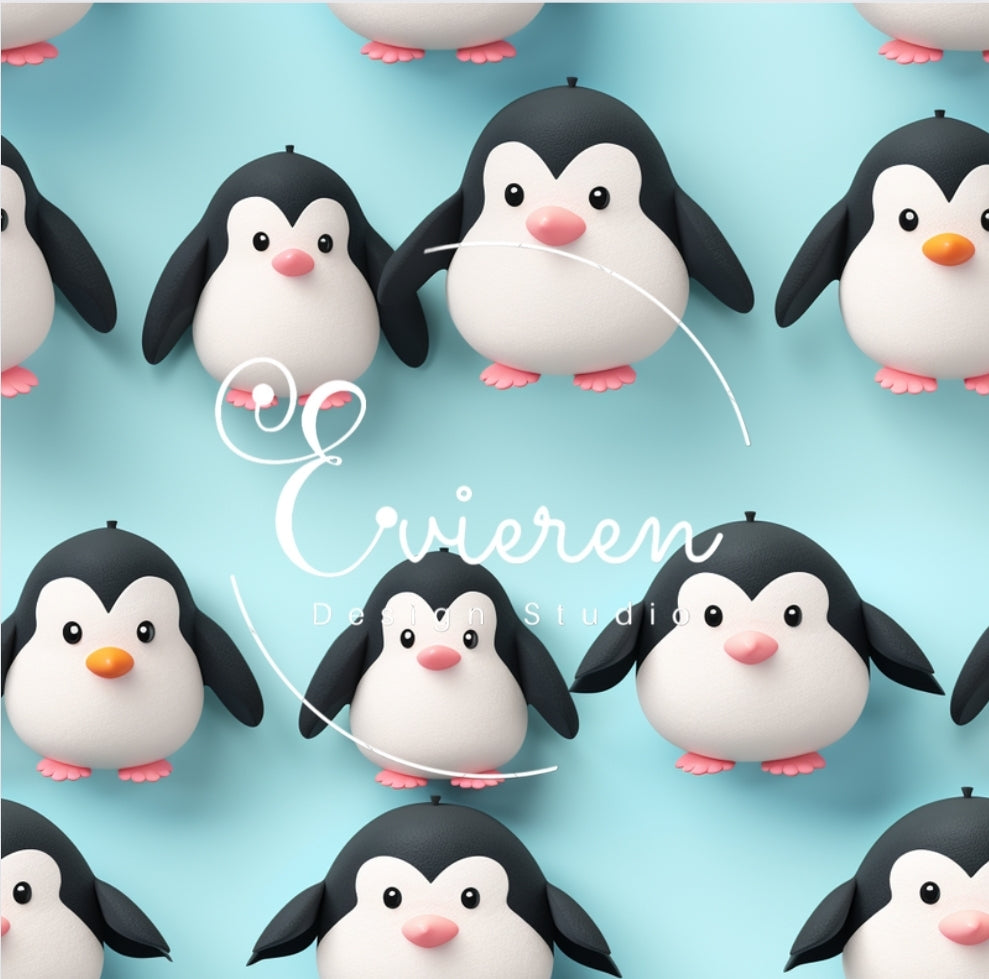 3D cute Penguins Seamless