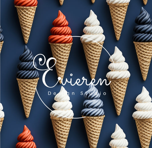 3D Patriotic Ice cream cones seamless