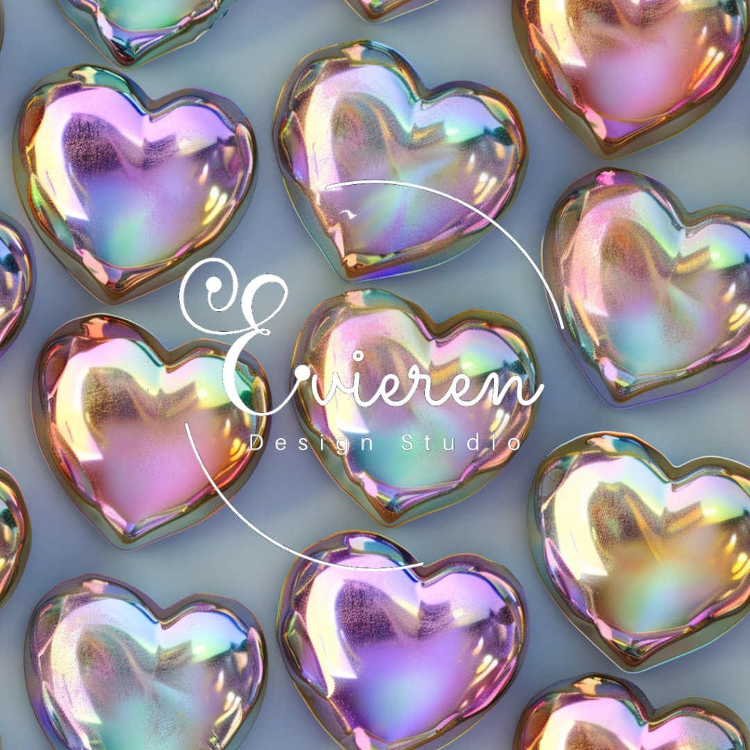 Iridescent balloon hearts