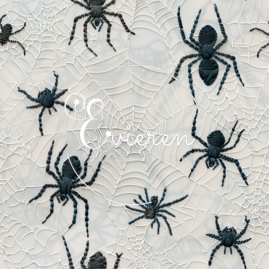 Black embroidery spiders