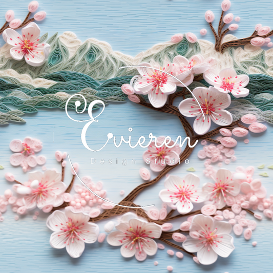 3D Cherry blossom branch