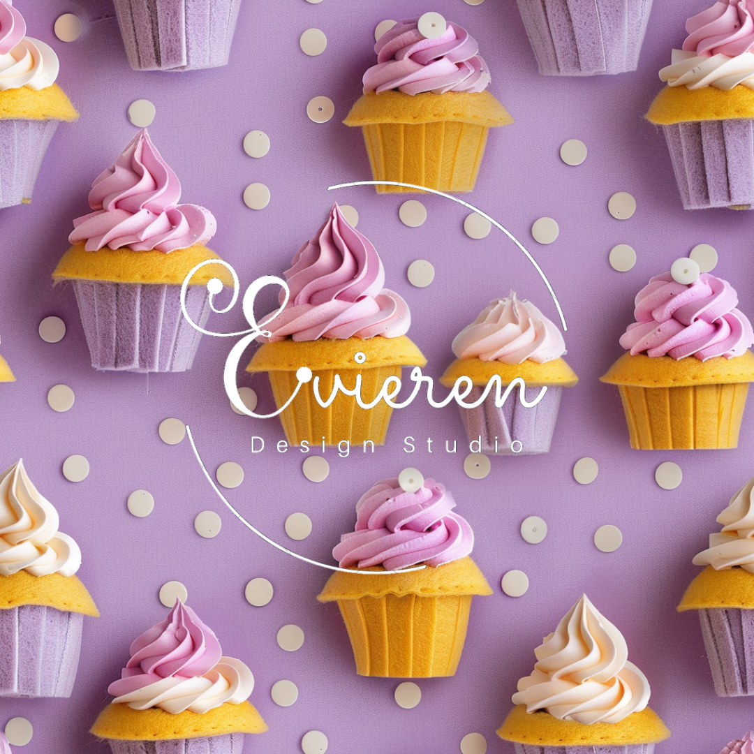 Purple cupcakes with polka dots