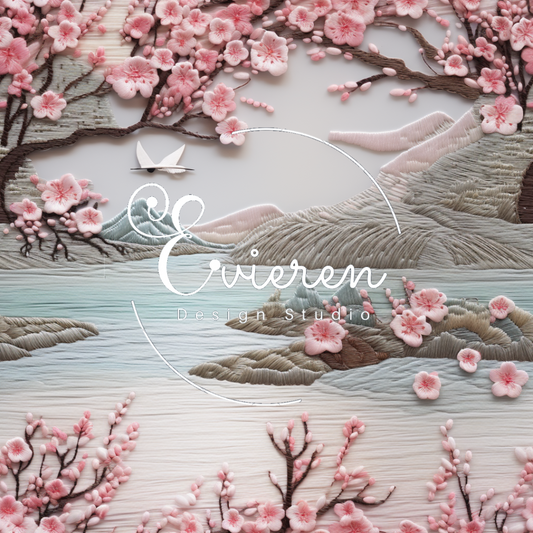 Lake Backdrop Cherry Blossoms